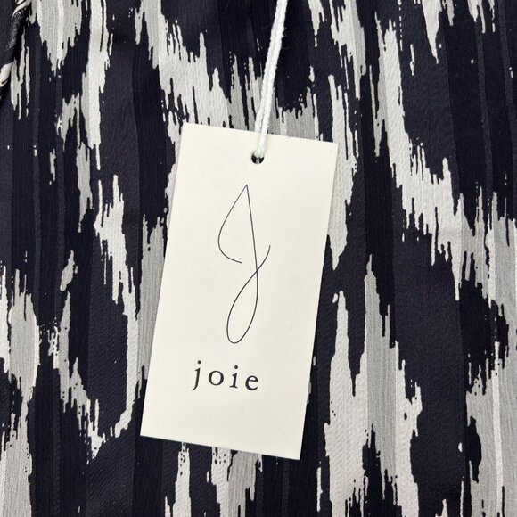 Joie Black & White Metallic Print Sheer Blouse Long Sleeve M - Picture 2 of 6